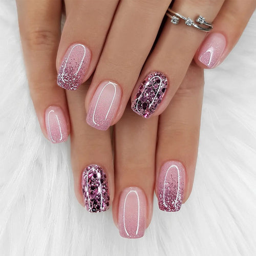 Premium Glitter Ombre Press-On Nails Bowlift