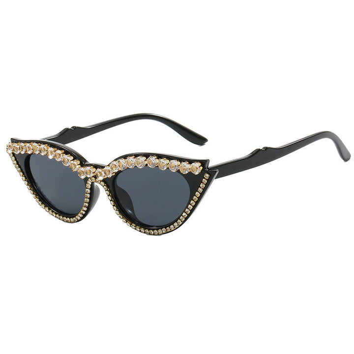 Women's Cat-Eye Sunglasses with Sparkling Rhinestones Bowlift