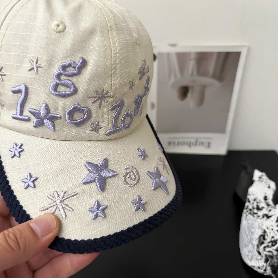 Women's Embroidered Star Pattern Baseball Cap Bowlift