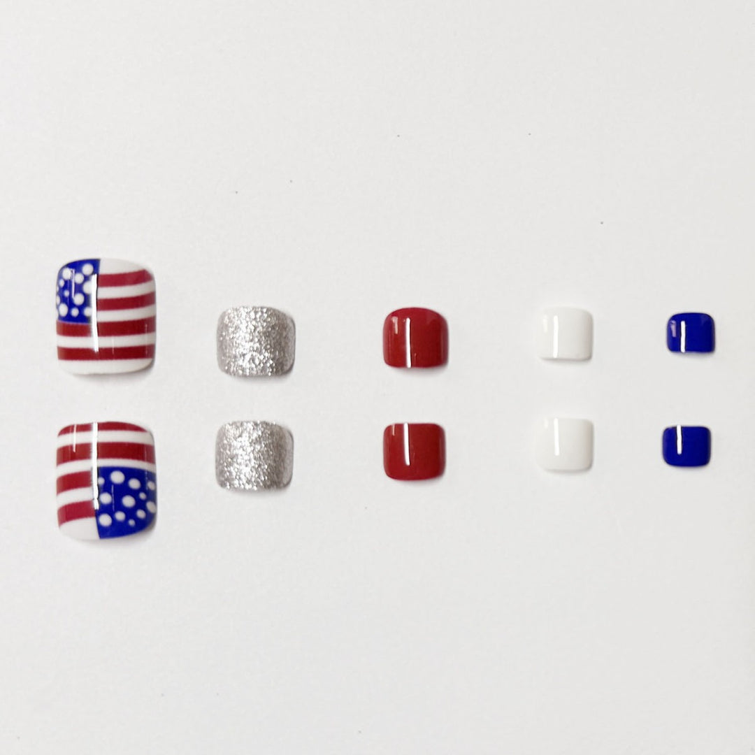 Artistic Independence Day Press-On Toenails Bowlift
