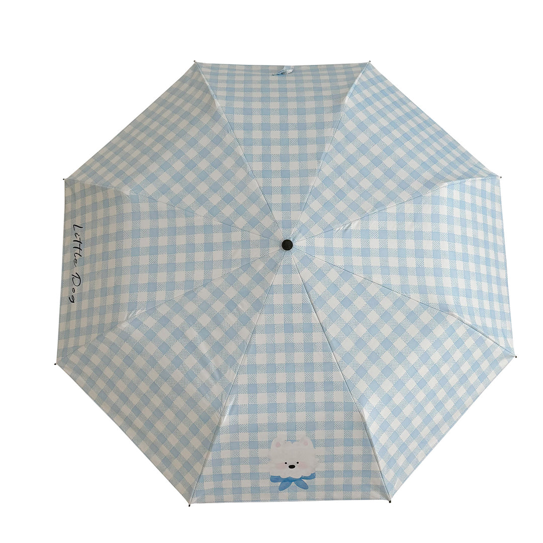 Ladies Foldable Umbrella with Playful Dog Design Bowlift