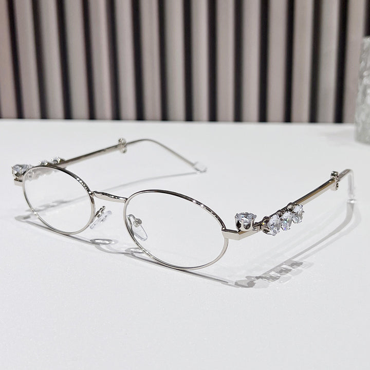 Fashion-Forward Oval Sunglasses with Crystal Accents Bowlift