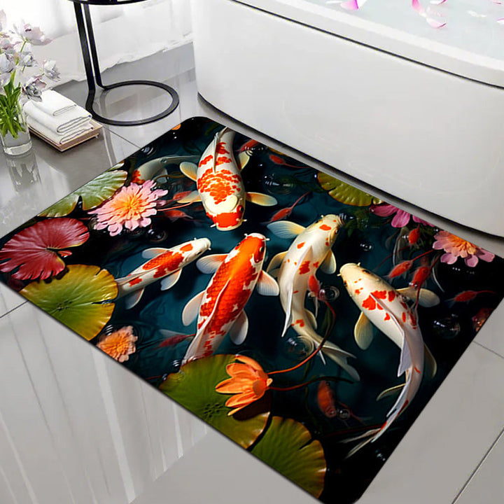 Floral Design Memory Foam Bath Mat Bowlift