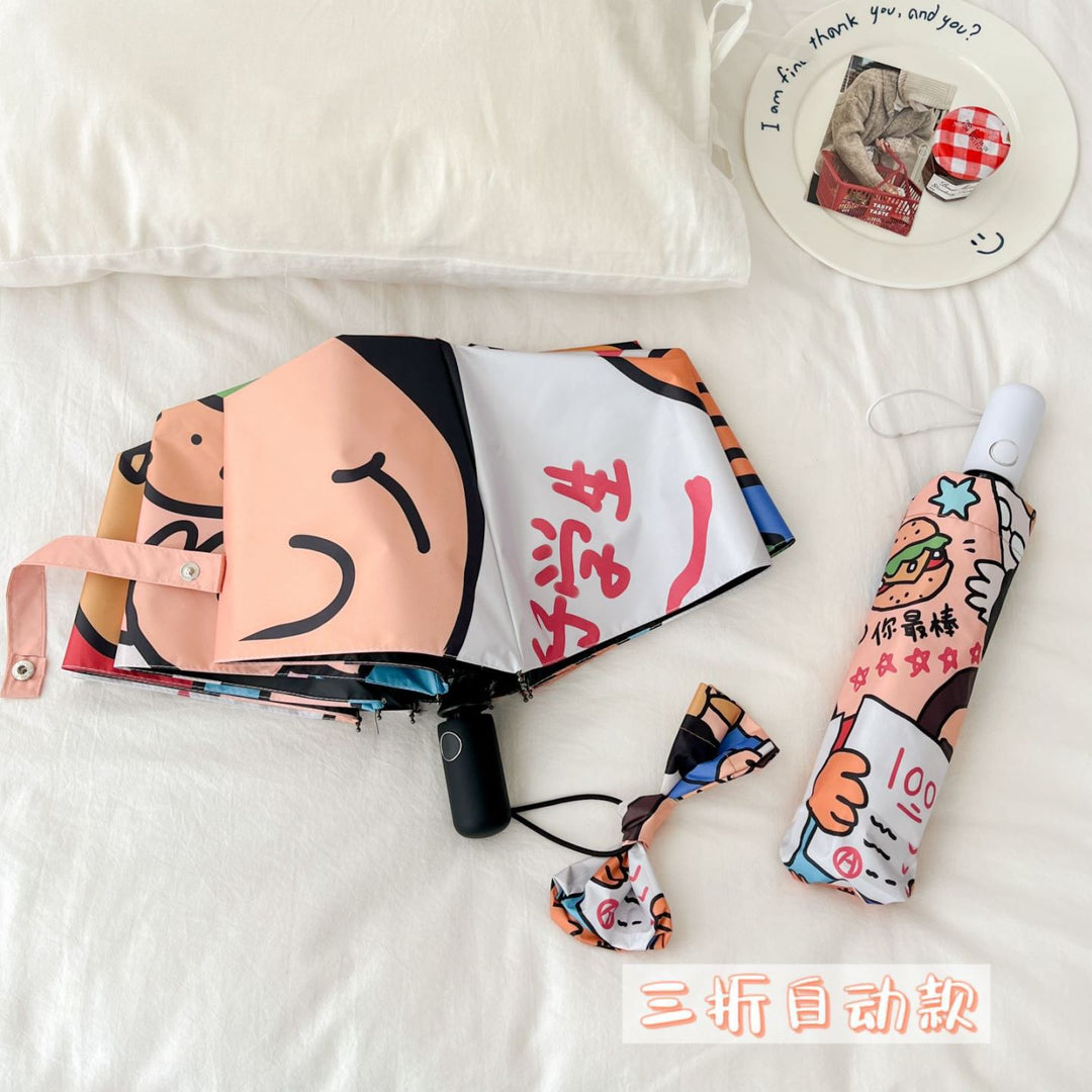 Ladies innovative folding umbrella with unique graphic design Bowlift