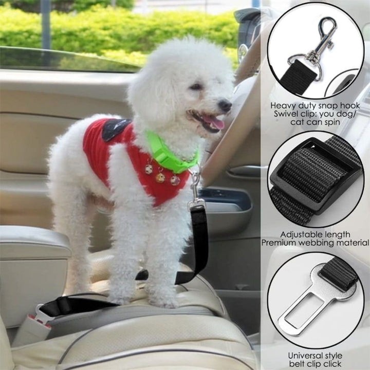 Adjustable Vehicle Dog Seatbelt Tether with Swivel Clip Bowlift