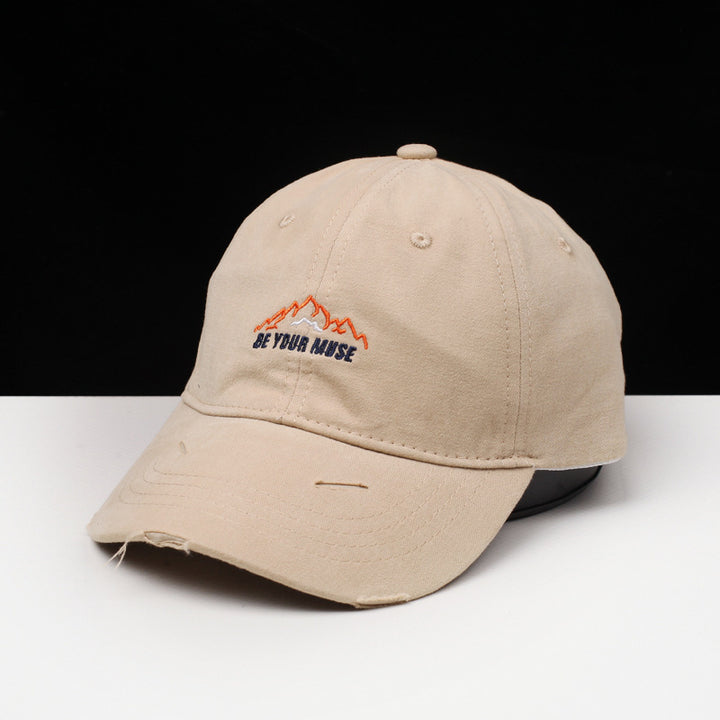 Women's Distressed Cotton Embroidered Baseball Cap Bowlift