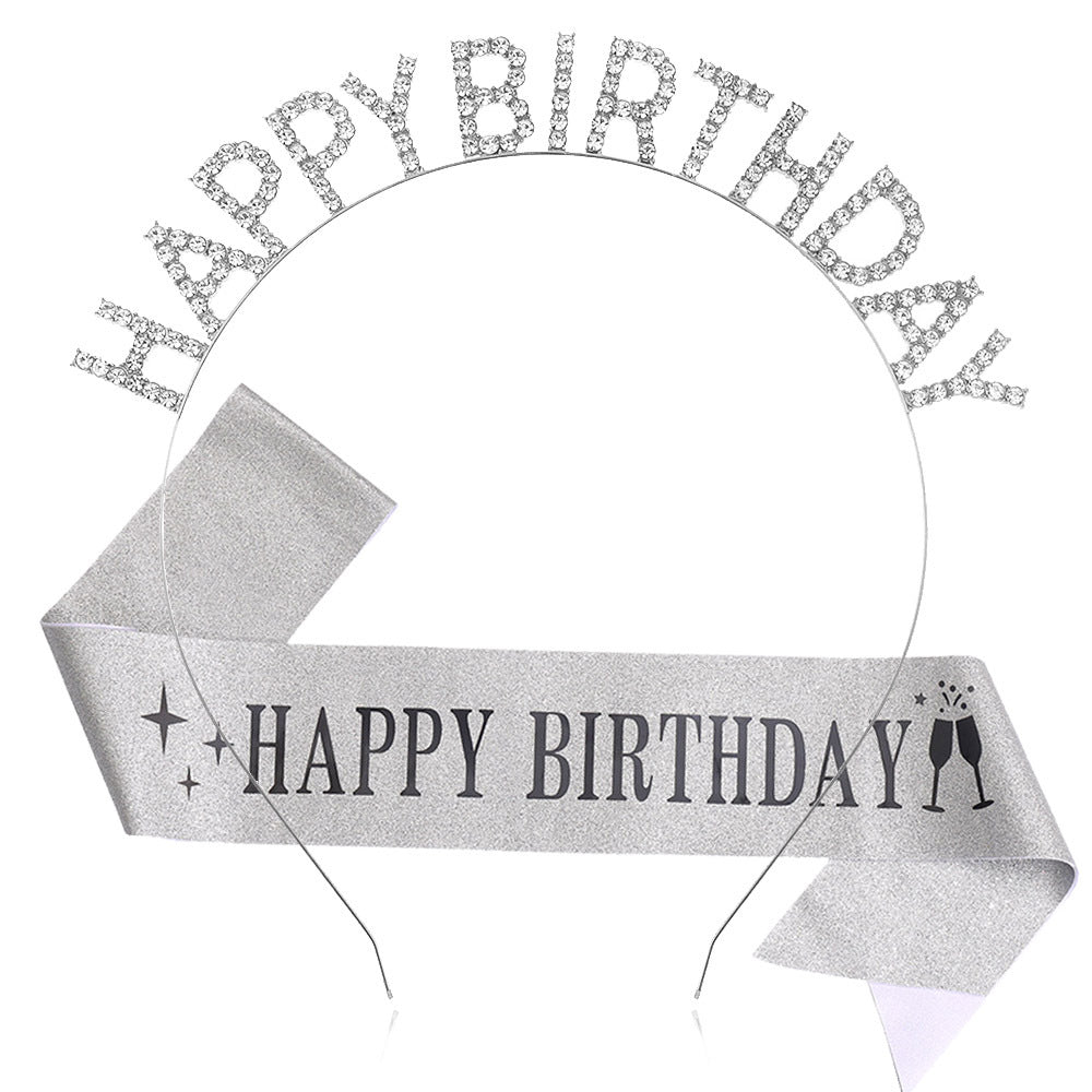 Ladies Glitter Headband with "Happy Birthday" Inscription Bowlift