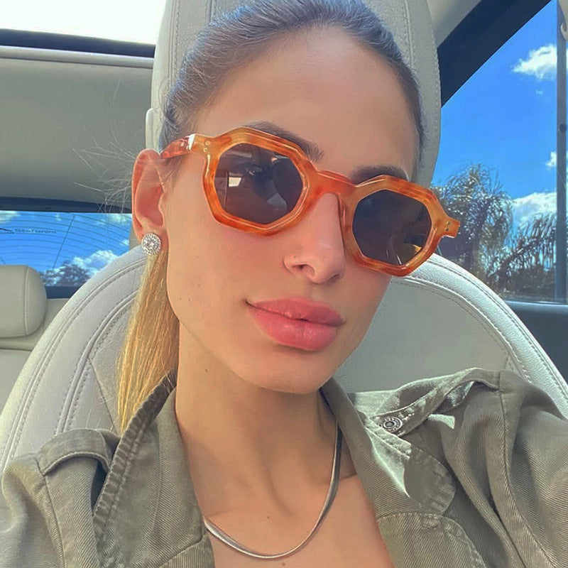 Women's octagonal sunglasses with stylish pattern and UV protection Bowlift