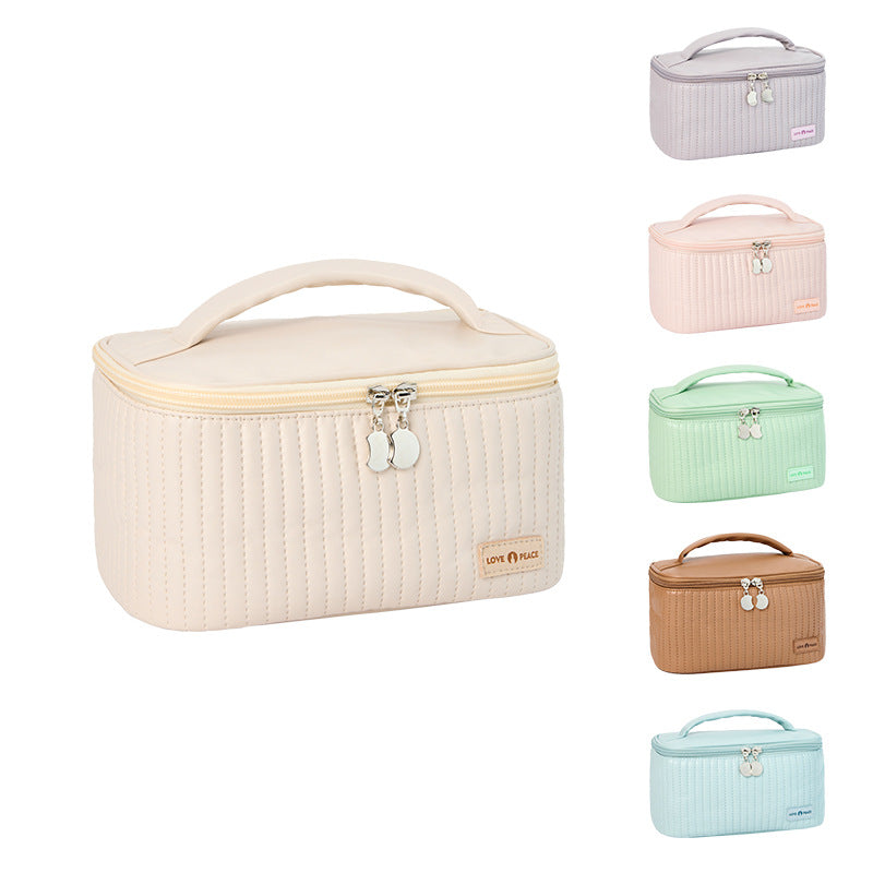 Elegant Quilted Makeup Storage Case Bowlift