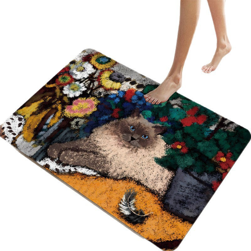 Cartoon Cat-Themed Bath Mat Bowlift