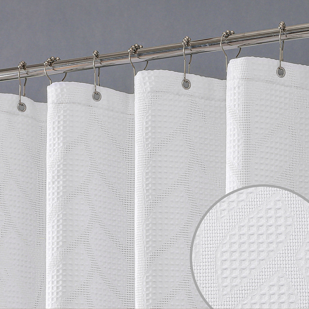 Textured Leaf Pattern Shower Curtain Bowlift