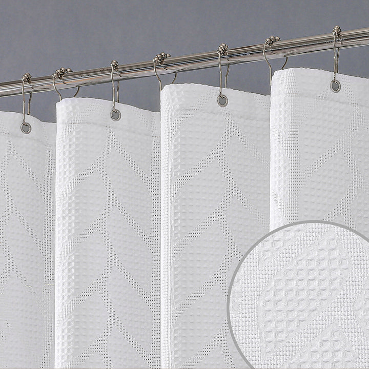 Textured Leaf Pattern Shower Curtain Bowlift