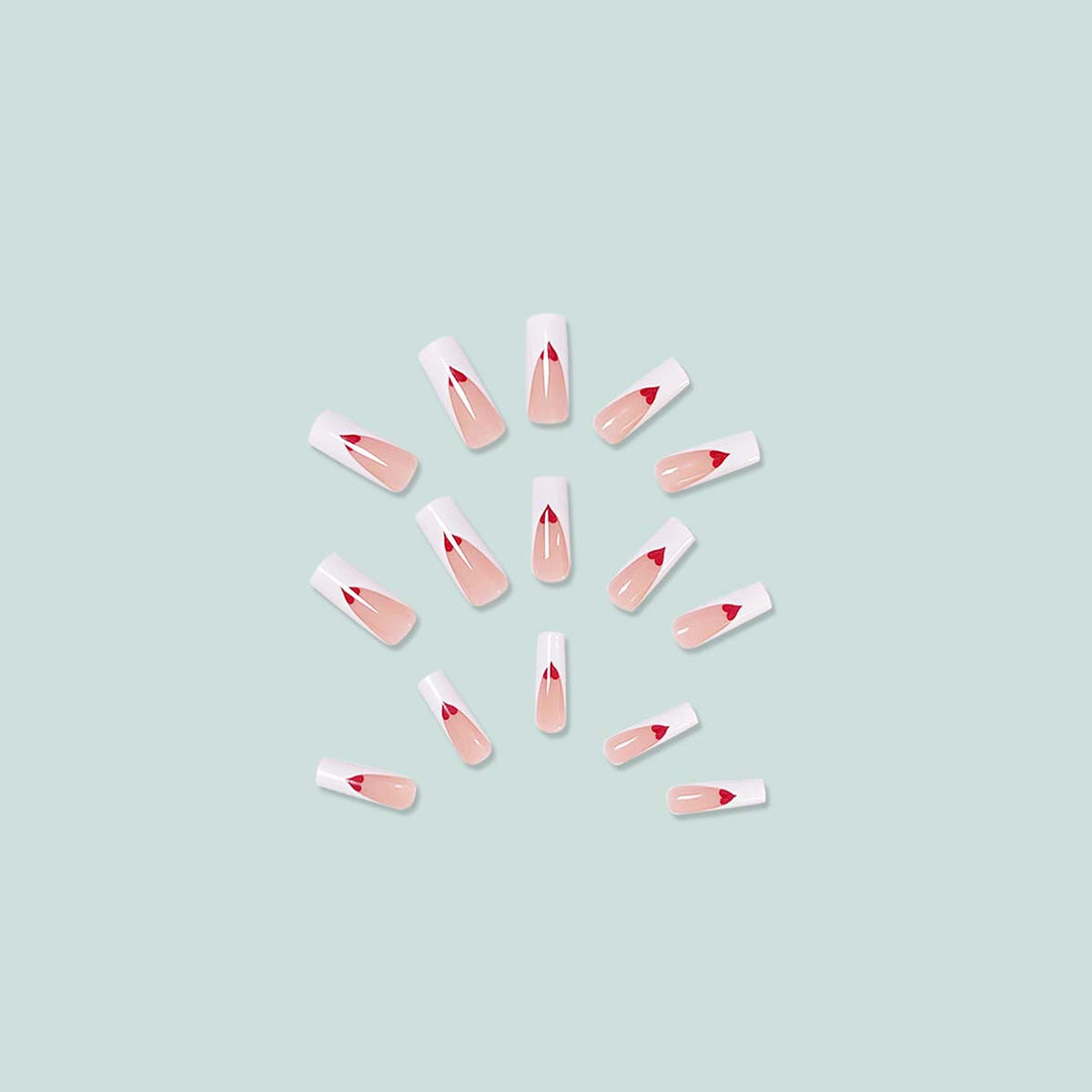 Artful nail extensions with heart design Bowlift