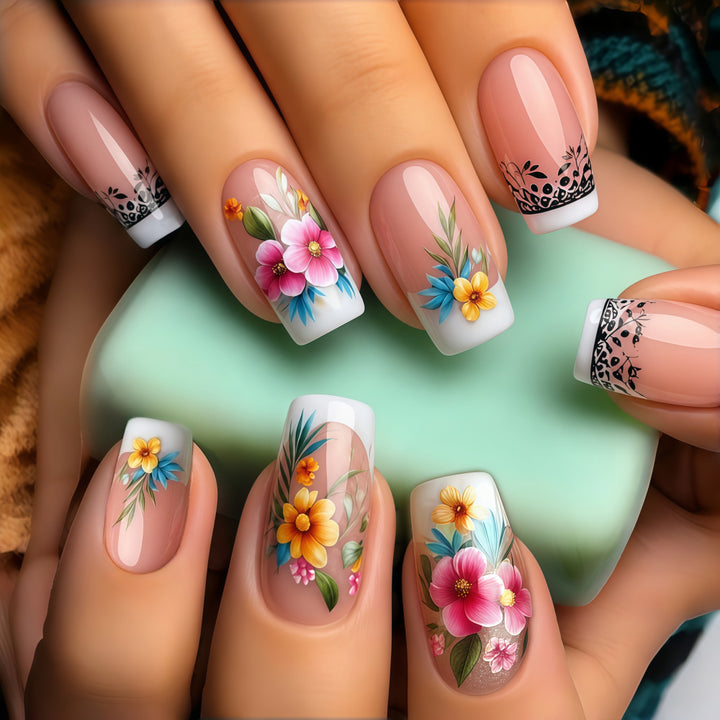 Exquisite artificial nails with floral patterns Bowlift