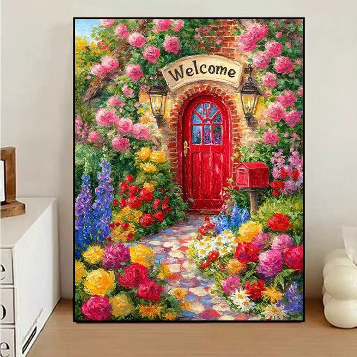 Charming Floral Welcome Canvas Art Bowlift