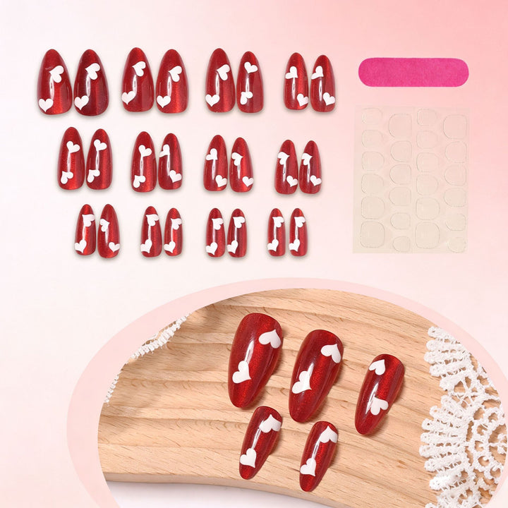 Heart Design Press-On Nail Set Bowlift