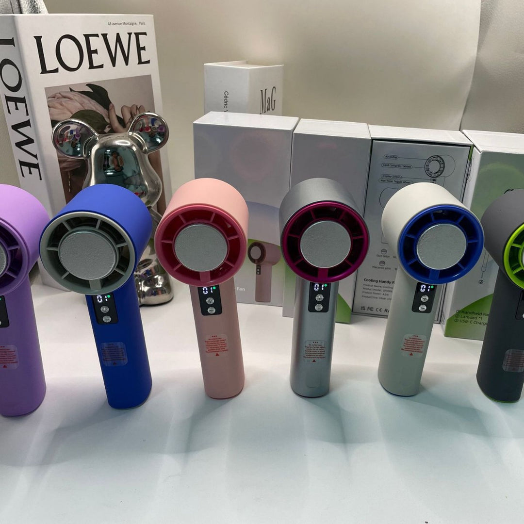 Women's Portable Turbo Hand Fan with Digital Control Bowlift