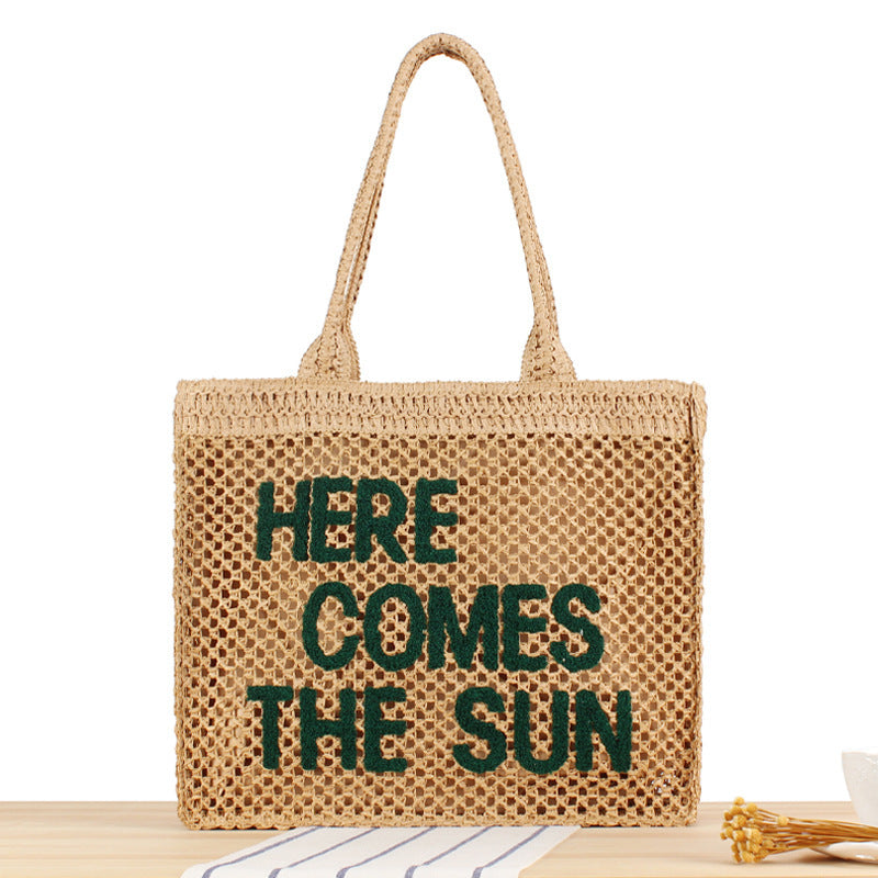 Hand-knotted basket bag with colorful lettering Bowlift
