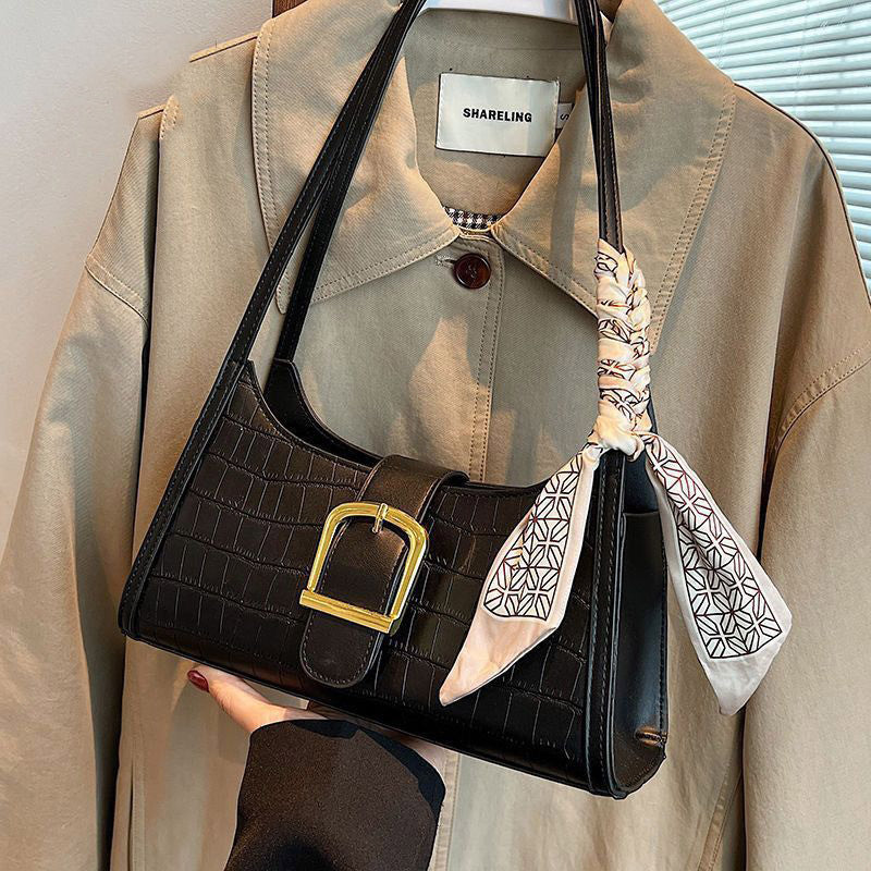 Crocodile-Embossed Mini Crossbody Handbag Bowlift