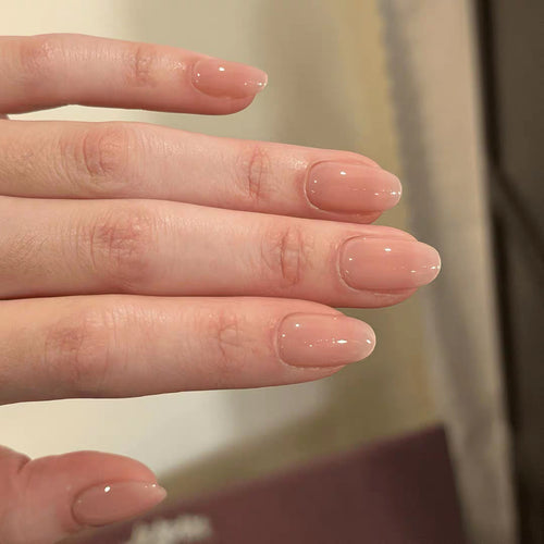 Glossy Natural Almond-Shaped Press-On Nail Tips Bowlift