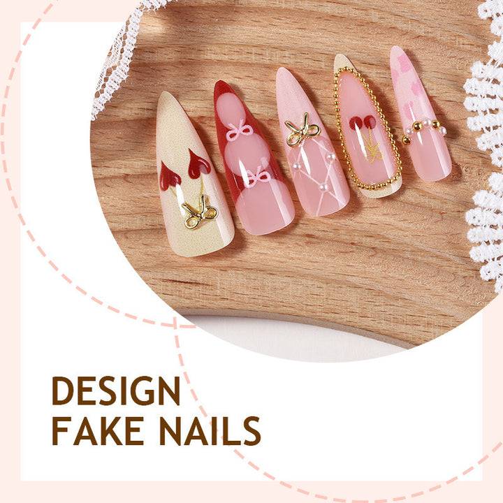 Creative nail art set with playful heart and bow accents Bowlift
