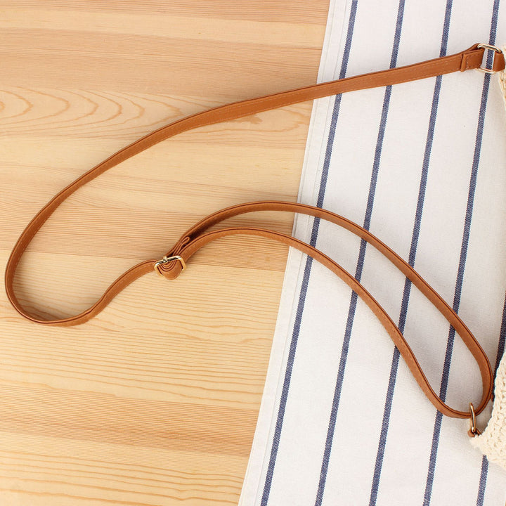 Macrame Crossbody Bag with Sturdy Leather Handle Bowlift