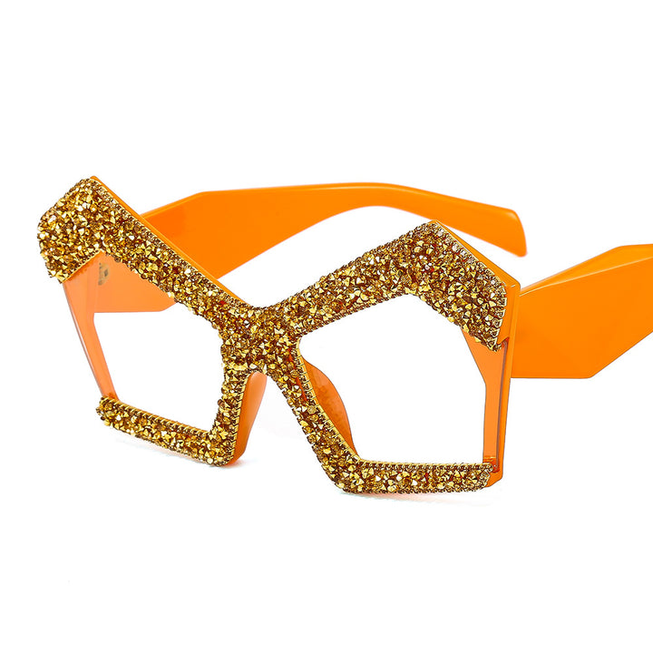 Women's Sparkling Cat-Eye Sunglasses with Extravagant Rhinestone Frame Bowlift