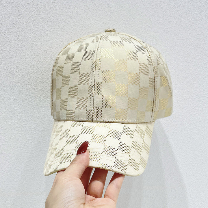 Women's Mesh Checkered Baseball Cap Bowlift