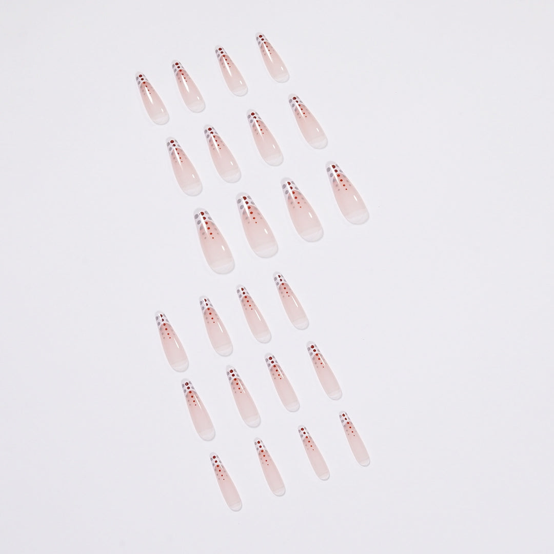 Artistic Nail Extensions with Elegant Dots and Shimmering Ombré Bowlift