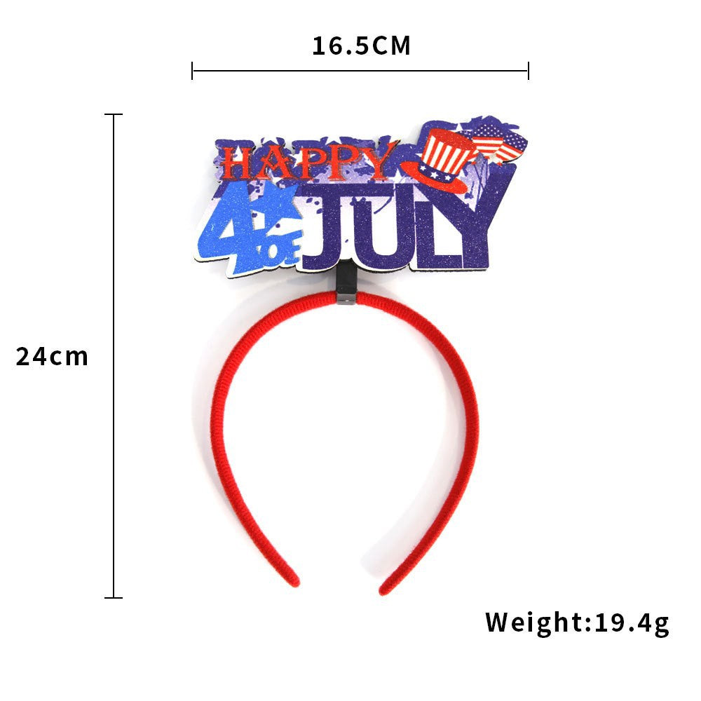 Unisex nan eye-catching party headband with attached pom poms, star tinsel, and small flag pendants Bowlift