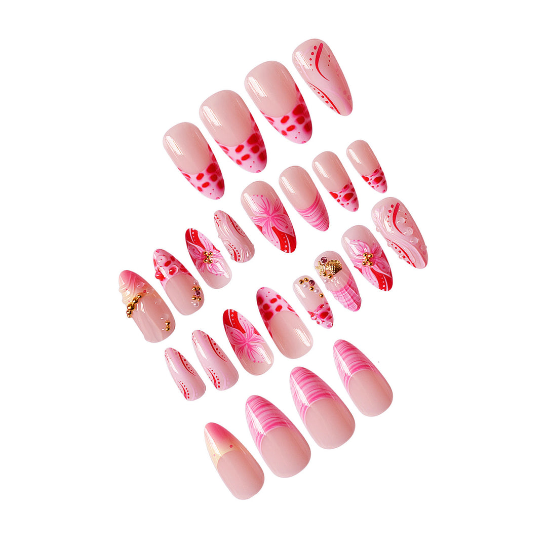 Floral Design Stiletto Press-On Nails Bowlift