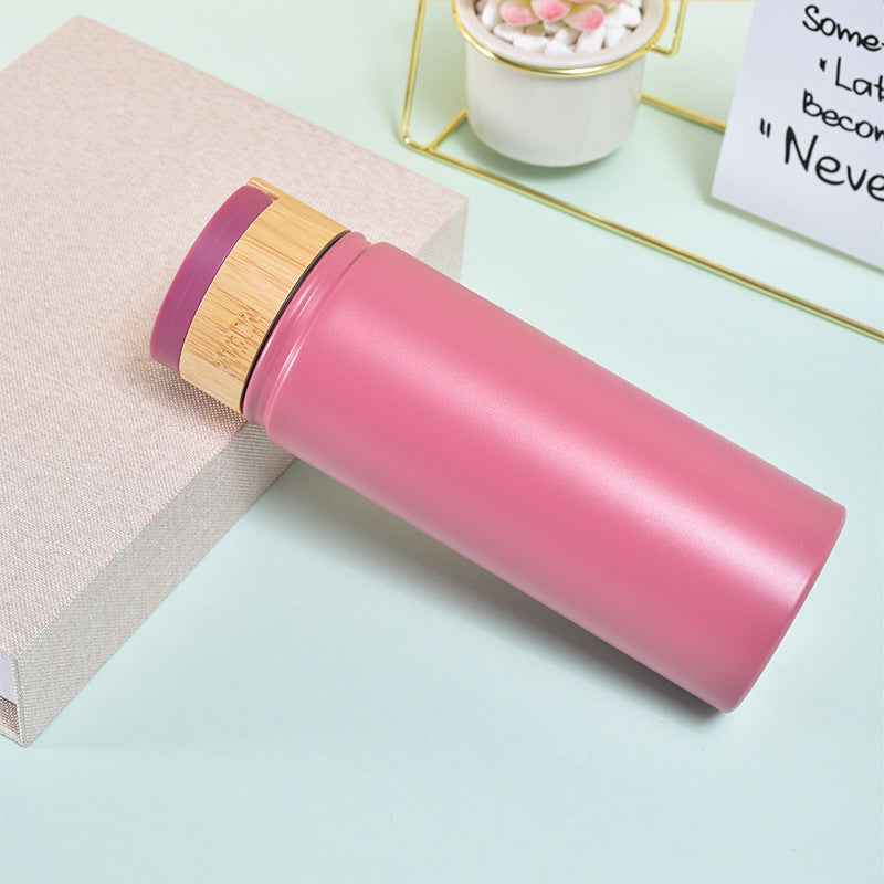 Ladies stylish and versatile stainless steel drinking bottle with bamboo lid Bowlift