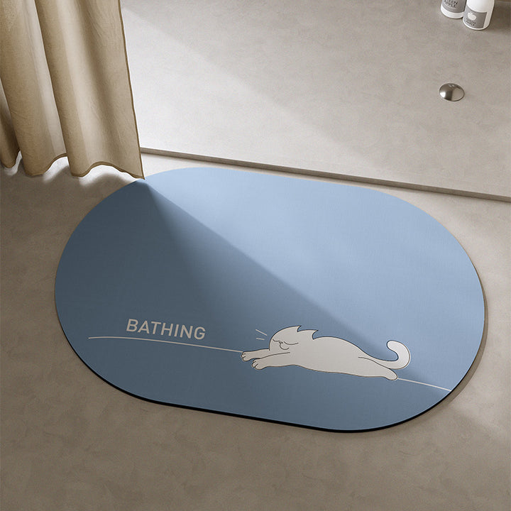 Playful Cat-Themed Bath Mat Bowlift