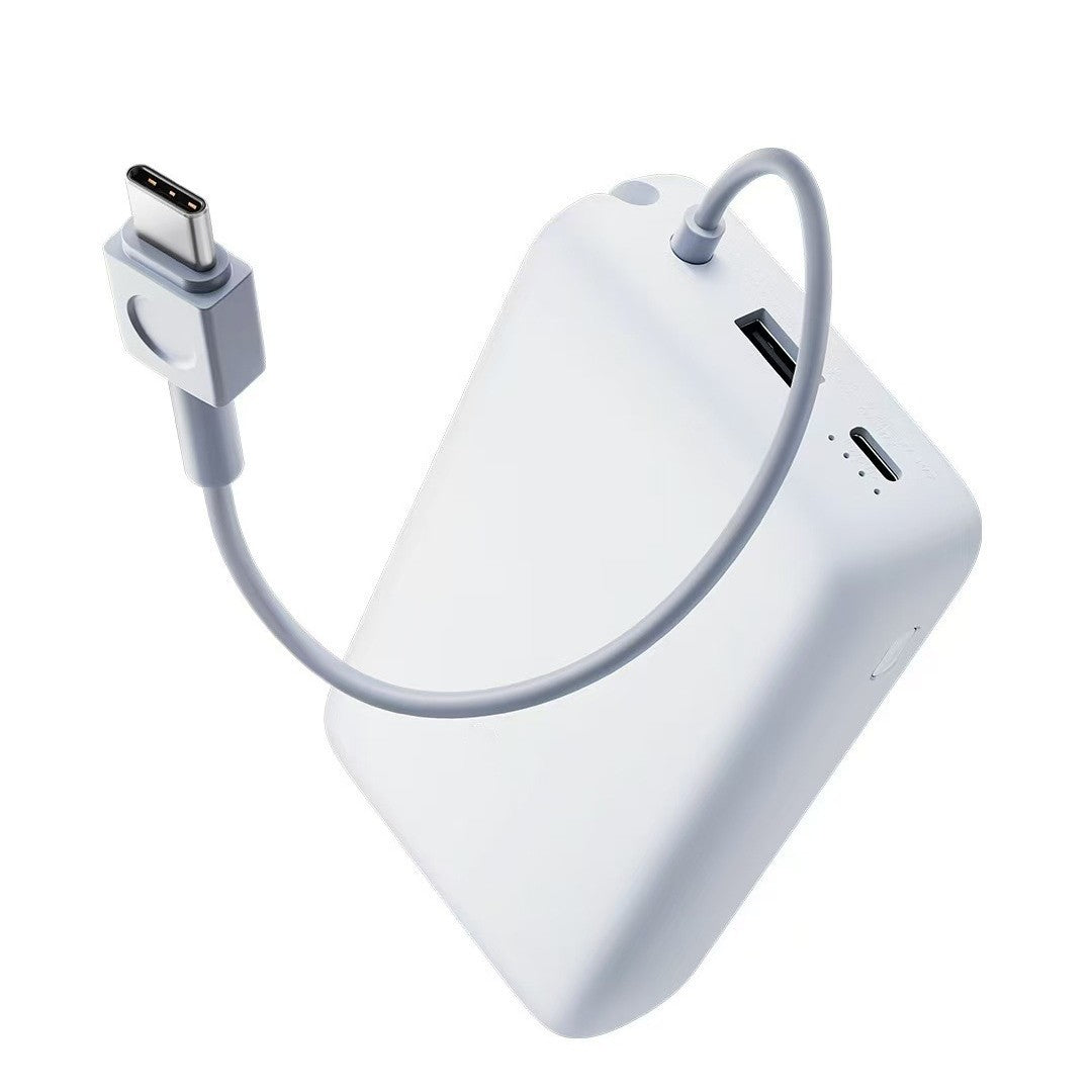 Compact portable High-capacity power bank with integrated charging cables and matte soft-touch finish Bowlift