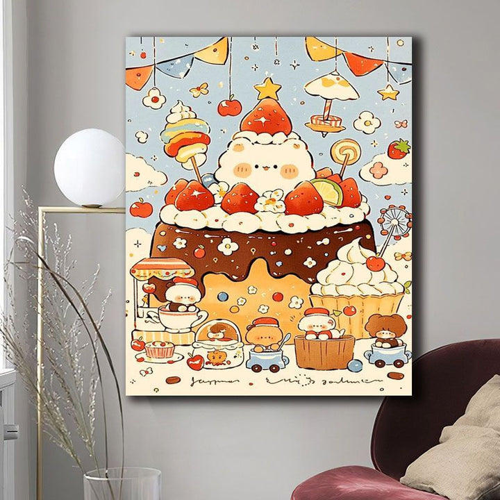 Whimsical Dessert-Themed Canvas Art Print Bowlift