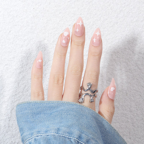 Custom Heart-Design Stiletto Press-On Nails Bowlift