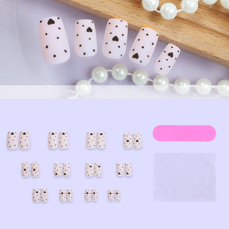Chic Heart Pattern Press-On Nails Bowlift