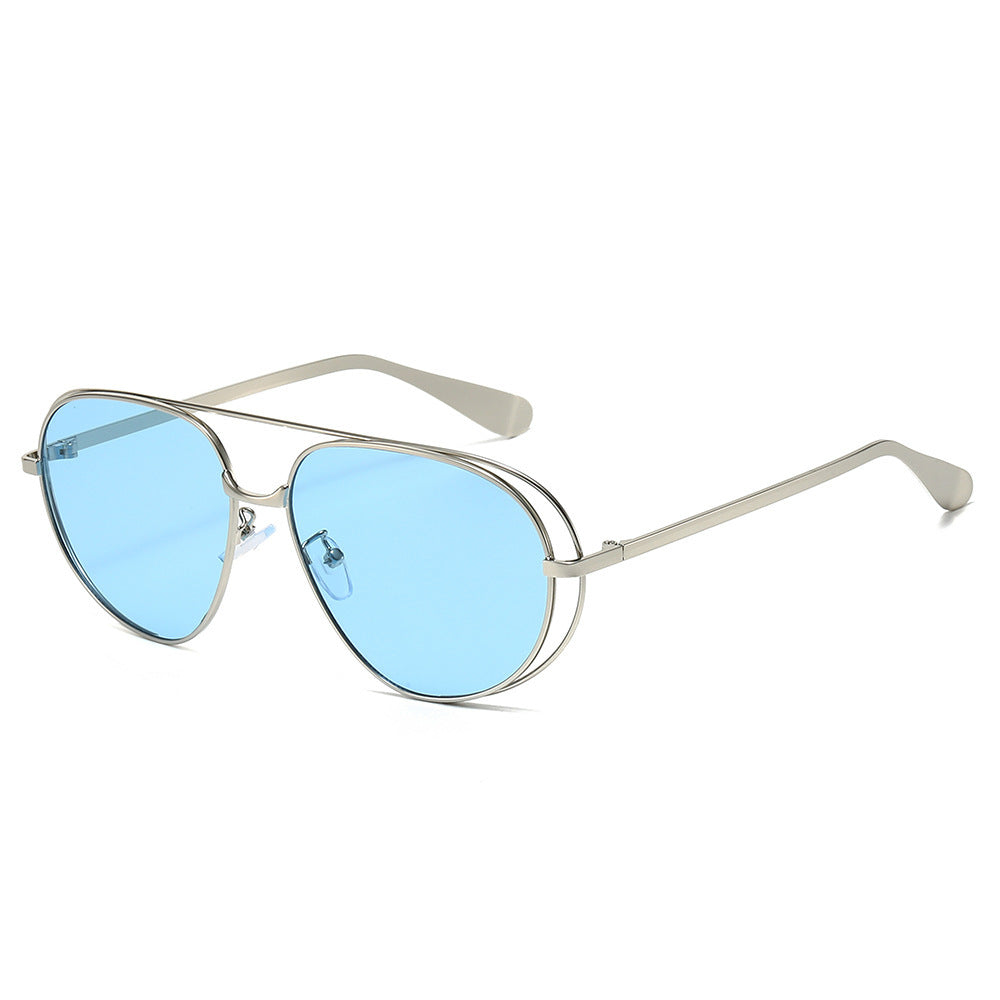 Stylish Aviator Sunglasses with Blue Lenses Bowlift