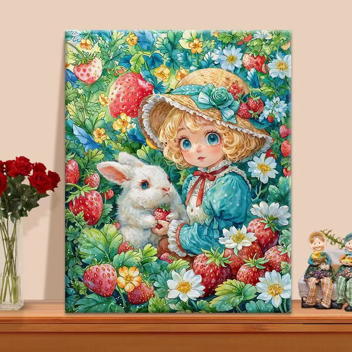 Whimsical Strawberry Garden Canvas Art Bowlift