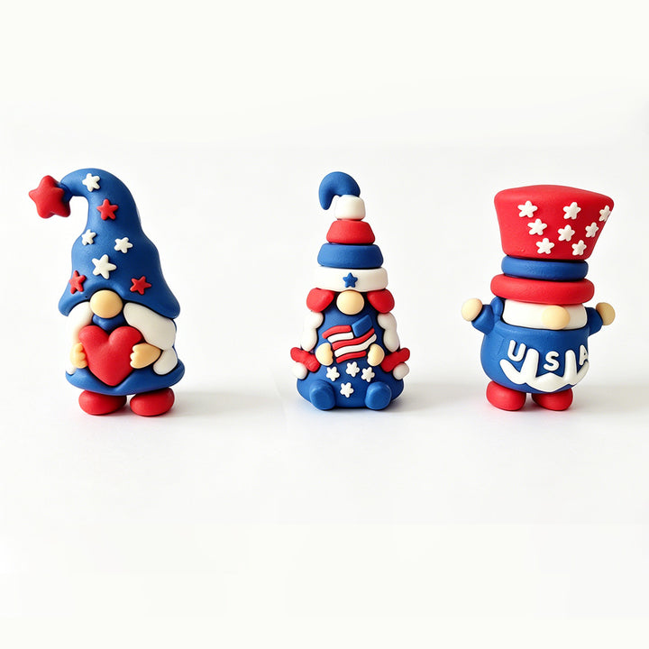 Unisex nan handcrafted decorative gnome set made of air-drying modeling clay with star and heart appliqué Bowlift