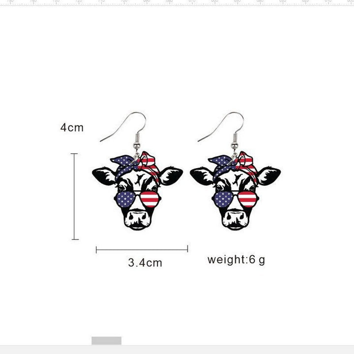Women's handmade acrylic earrings can holder with patriotic flag motif and fish hook closure Bowlift