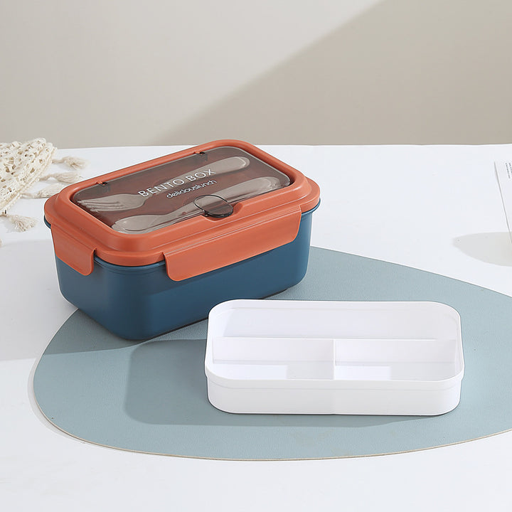 Multi-Compartment Bento Lunch Box with Integrated Utensils