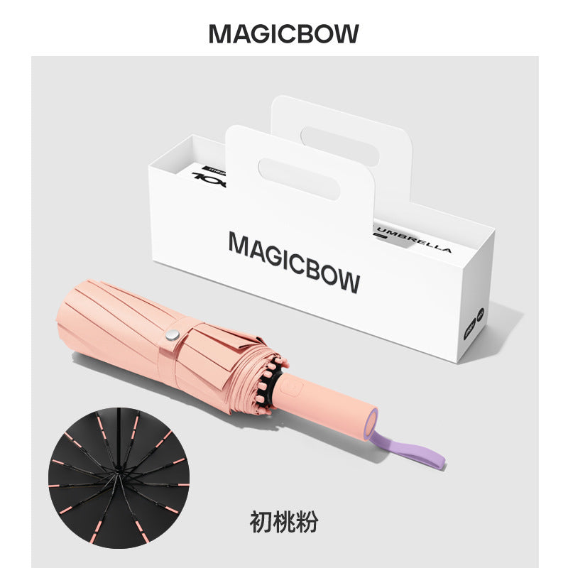 Ladies Automatic Folding Umbrella with Robust Design and Wind Resistance Bowlift