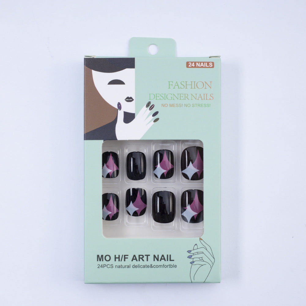 Artificial Nail Set with Modern Star Patterns Bowlift