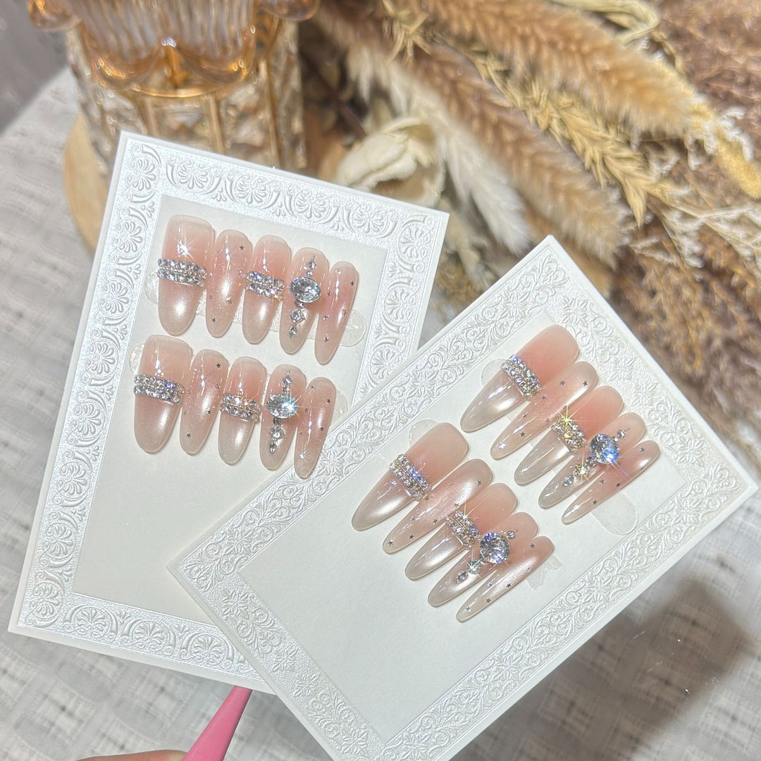 Premium Rhinestone-Embellished Stiletto Press-On Nails Bowlift