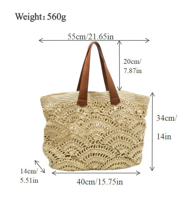 Hand-knotted beach bag with elegant wave design Bowlift