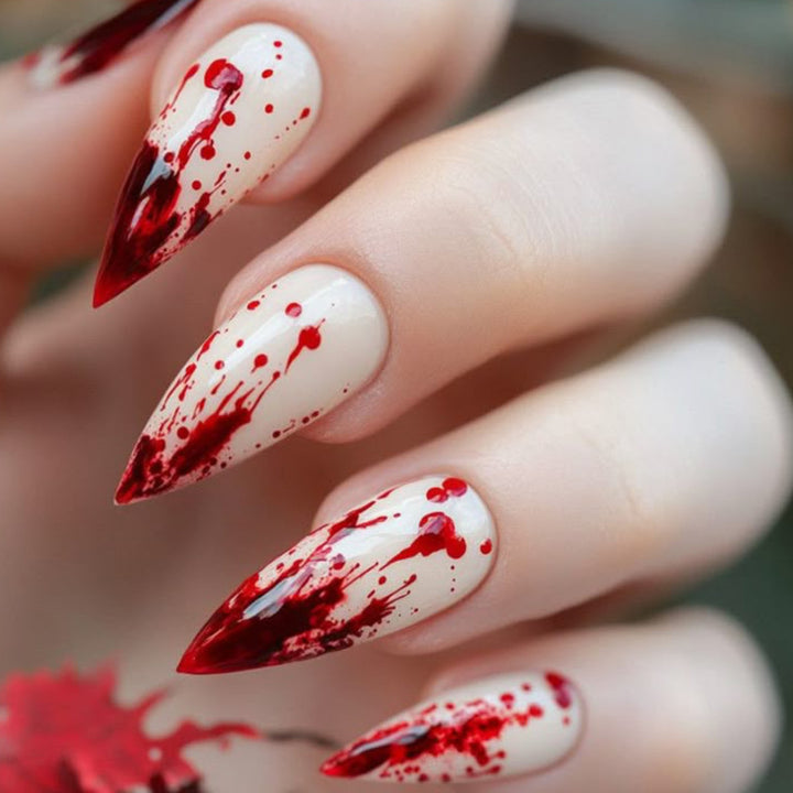 Gothic Blood Splatter Nail Art Extensions Bowlift