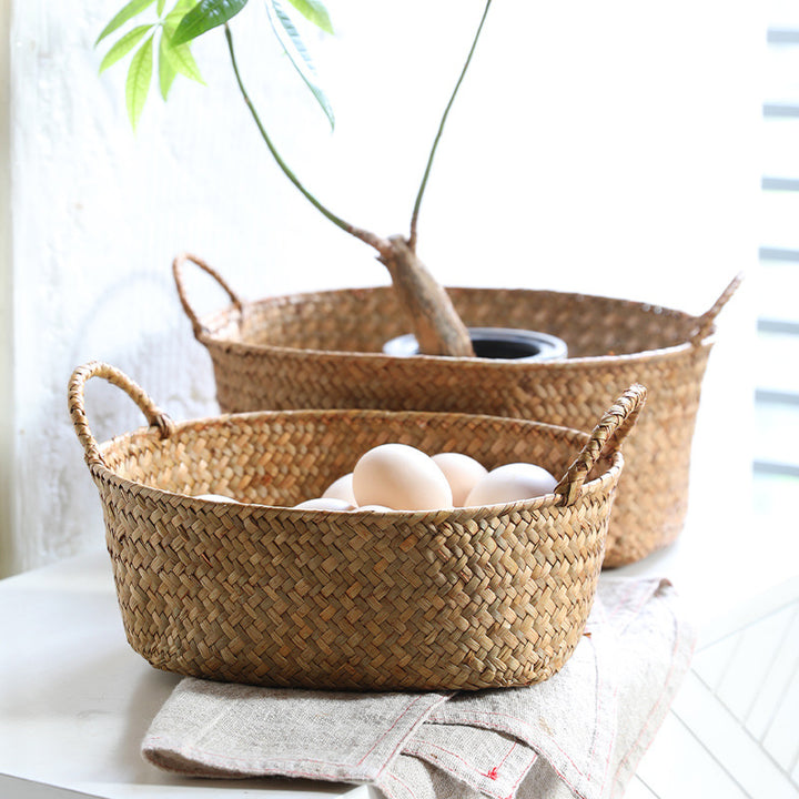 Unisex Handwoven Storage Basket with Practical Carrying Handles Bowlift