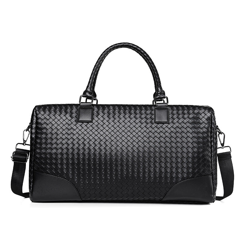 Premium Woven Leather Travel Duffel Bag Bowlift