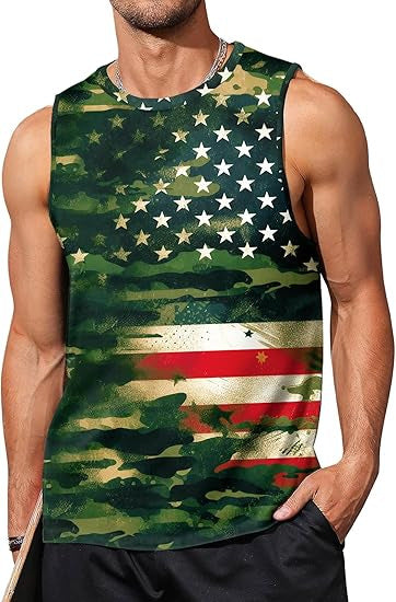 Men's nan patriotic graphic sleeveless muscle tank top with eagle print Bowlift